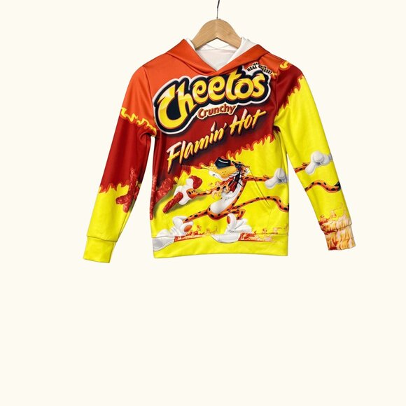 Cheetos Crunchy Flamin' Hot Hoodie Sweatshirt‎ Boys Sz XSmall Orange Red Yellow - Picture 1 of 6